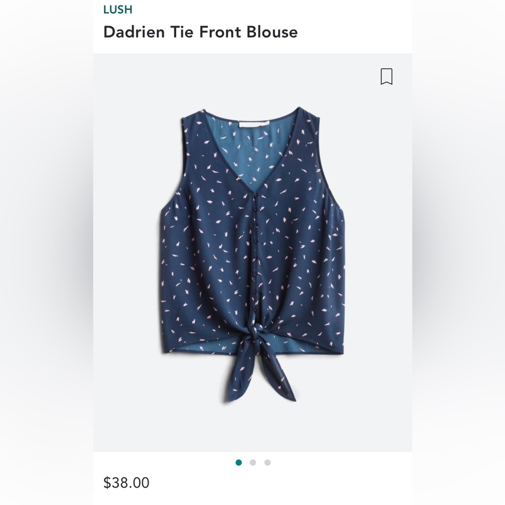 Navy tie front blouse
